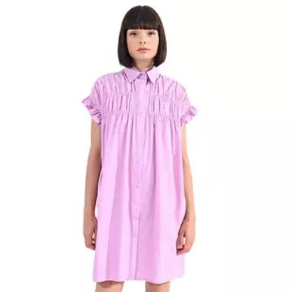 Lili Sidonio Molly Bracken Purple Ruffle Sleeve Mini Dress XS